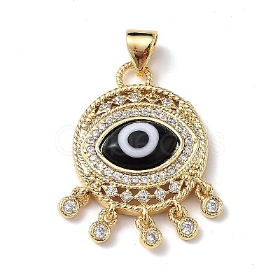 Lampwork Evil Eye Pendants with Colorful Cubic Zirconia ZIRC-L102-14G-04-1