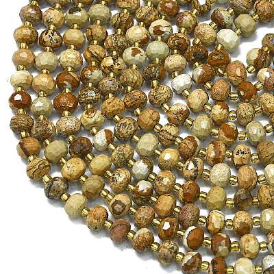 Natural Picture Jasper Beads Strands G-K389-E12-01-1