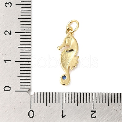 Rack Plating Brass Pave Blue Cubic Zirconia Sea Animal Pendants KK-B092-03G-1