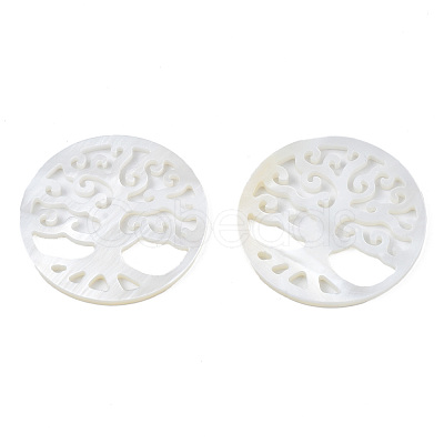 Natural Freshwater Shell Filigree Joiners SHEL-N027-15-1