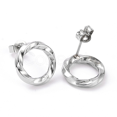 Non-Tarnish 304 Stainless Steel Wave Ring Stud Earrings for Women EJEW-G298-10P-1