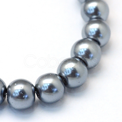 Baking Painted Pearlized Glass Pearl Round Bead Strands X-HY-Q330-8mm-12-1