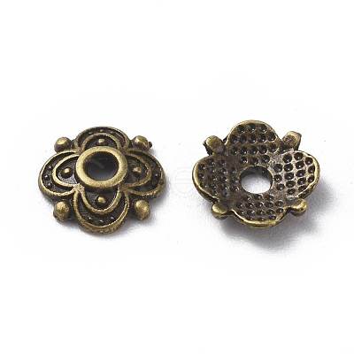 4-Petal Tibetan Style Alloy Flower Bead Caps TIBE-S222-AB-NR-1