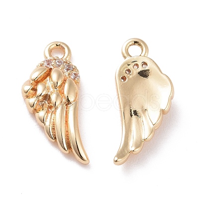 Brass Micro Pave Clear Cubic Zirconia Charms KK-G418-12G-1