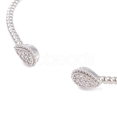 Rack Plating Brass Pave Clear Cubic Zirconia Teardrop Open Cuff Bangles BJEW-S148-03P-1