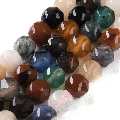 Natural Multi-Color Agate Beads Strands G-NH0021-A18-02-1