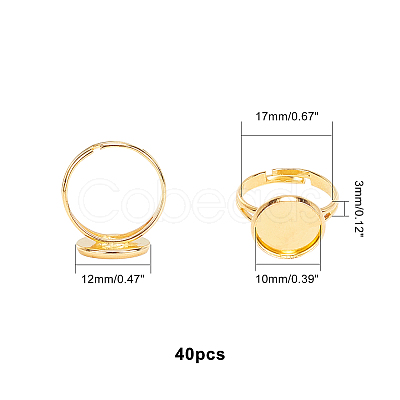 Adjustable Brass Ring Components KK-PH0004-59G-1