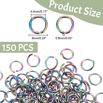 ARRICRAFT 150Pcs Ion Plating(IP) 304 Stainless Steel Jump Rings STAS-AR0002-17-1