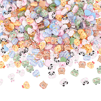 DICOSMETIC 350Pcs 7 Styles Translucent Printed Resin Cabochons CRES-DC0001-02-1