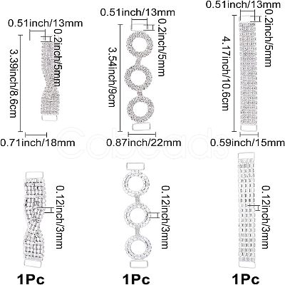 Fingerinspire 3Pcs 3 style Brass Rhinestone Links Connectors FIND-FG0001-20-1