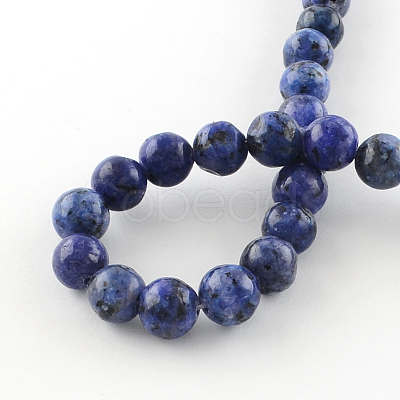 Dyed Natural Sesame Jasper Round Beads Strands X-G-R342-8mm-12-1