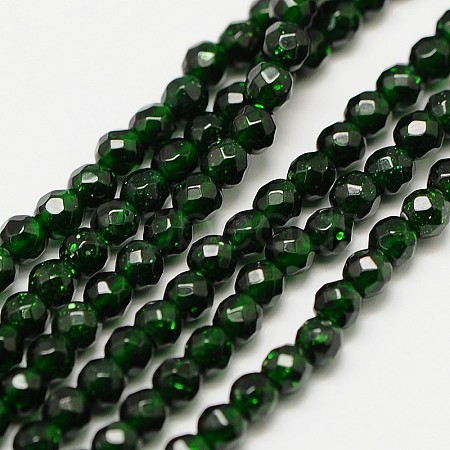 Synthetic Green Goldstone Beads Strands X-G-A129-3mm-G01-1