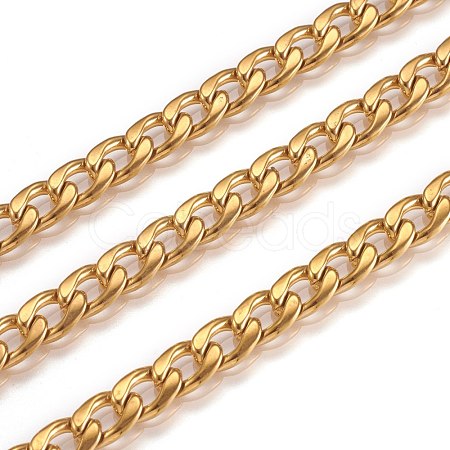 3.28 Feet Vacuum Plating 304 Stainless Steel Cuban Link Chains X-CHS-G010-02G-1