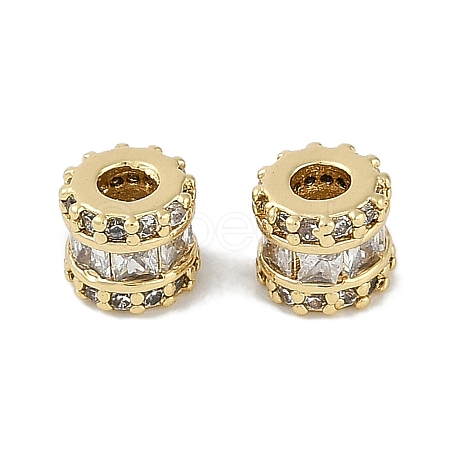 Brass Micro Pave Cubic Zirconia Beads KK-I719-21G-1