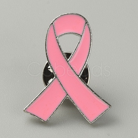 Breast Cancer Awareness Pink Ribbon Enamel Pin JEWB-WH0028-11P-1