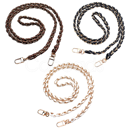 WADORN 3Pcs 3 Colors Braided Imitation Leather & Alloy Chain Bag Straps FIND-WR0007-92-1