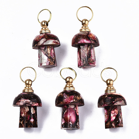 Assembled Synthetic Bronzite and Imperial Jasper Openable Perfume Bottle Pendants G-S366-057C-1