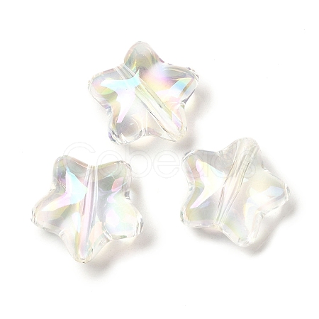 Transparent UV Plating Rainbow Iridescent Acrylic Beads OACR-A021-01-1