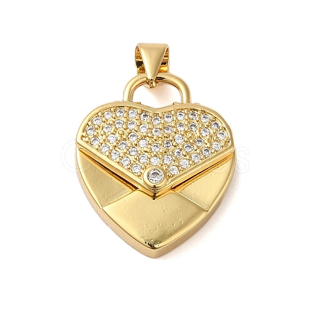 Rack Plating Brass & Clear Cubic Zirconia Pendants KK-S372-25G-1