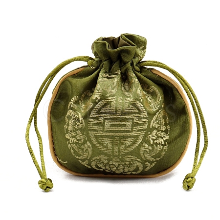 Chinese Style Cloth Pouches Drawstring Bags for Jewelry Storage PW-WG63765-10-1
