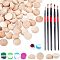 Nbeads Painting Kits, Including Wood Cabochons, Plastic Paint Brushes Pens and Silicone Boxes, Mixed Color, 2.4~2.45x1.25cm, 60pcs/set