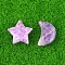 Natural Lilac Jade Healing Moon & Star Ornaments, Reiki Energy Stone Display Decorations, 20x14~20mm, 2pcs/set