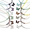 Natural & Synthetic Mixed Gemstone Faceted Butterfly  Pendant Necklaces, Glass Seed Beaded Necklaces for Women, 18.82 inch(47.8cm)