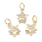 Brass Micro Pave Cubic Zirconia Charms, with Jump Ring, Long-Lasting Plated, Star, Clear, Real 18K Gold Plated, 11x8x2mm, Hole: 3mm