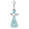 Angel Glass Seed Beads Pendants Decrotions, Alloy Lobster Clasp Charms Ornaments, Light Sky Blue, 68mm