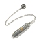 Bullet Natural Labradorite Pointed Dowsing Pendulums, with Rack Plating Antique Silver Plated Brass Pendants Ohm/Aum Findings, 240mm