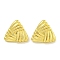 Rack Plating Triangle Brass Stud Earrings, Cadmium Free & Lead Free, Real 18K Gold Plated, 21.5x23.5mm