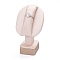 Wooden Clovered with PU Leather Ring Displays, with Sponge and Paper Card, Antique White, 6.4x6.25x11.6cm