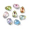 Brass Glass Rhinestone Sew on Rhinestones, Teardrop, Faceted, Mixed Color, Platinum, 10x7.5x5.5mm, Hole: 0.8mm