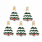 Alloy Enamel Pendants, Christmas, Cadmium Free & Lead Free, Christmas Tree, Light Gold, Dark Green, 24x16x1.5mm, Hole: 1.8mm