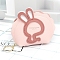 PU Leather Wallets Keychains, Bag with Rabbit Makeup Bags, Misty Rose, 10.5x12.8x4.2cm