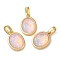 Rack Plating Brass with Synthetic Opal Pendants, Oval, Pink, 15x11x5mm, Hole: 5mm