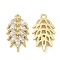 Brass with Clear Cubic Zirconia Pendants, Wheat, Real 18K Gold Plated, 17.5x10x2.5mm, Hole: 1.2mm