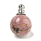 Natural Rhodonite Perfume Bottle Pendants, with 304 Stainless Steel Findings, Round, 25x16mm, Hole: 2mm