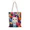 Cat Polyester Canvas Women's Tote Bags, with Handle, Shoulder Bags for Shopping, Rectangle, Colorful, 40x30cm