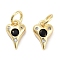 Brass Micro Pave Cubic Zirconia Charms, with Jump Ring, Heart, Real 18K Gold Plated, Black, 10x6.5x2.5mm, Hole: 3mm