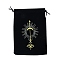 Velvet Moon Printed Packing Tarot Pouches, Drawstring Bags, Rectangle, Black, 18x13cm