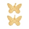 925 Sterling Silver Butterfly Charms with Jump Rings, Real 18K Gold Plated, 11x16x1mm, Hole: 3mm