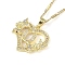 304 Stainless Steel Heart Pendant Necklaces with Cubic Zirconia, Letter Charms, Letter Q, 16.54 inch(42cm)