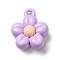 Spray Plating Alloy Pendants, Cadmium Free & Lead Free, Flower, Lilac, 15x12x6mm, Hole: 1.5mm