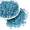 6/0 Transparent Inside Colours Glass Seed Beads, Triangle, Deep Sky Blue, 3.5x3.5x3.5mm, Hole: 0.9mm, about 4500pcs/pound