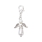 Angel Acrylic Imitation Pearl Pendant Decorations, with Glass Pearl Beads and Zinc Alloy Lobster Claw Clasps, Silver, 46mm