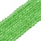 Transparent Glass Beads Strands, Faceted, Frosted, Rondelle, Lime Green, 2.3~2.7x2mm, Hole: 0.4mm, about 150~155pcs/strand, 32~33cm