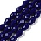 Opaque Solid Color Imitation Jade Beads Strands, Faceted, Teardrop, Midnight Blue, 8x6mm, Hole: 1.2mm, about 65~67pcs/strand, 20.08 inch(51cm)