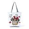 Polyester Printed Shoulder Bags, Rectangle with Owl Pattern, FireBrick, 37x35x8cm