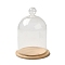 Clear Glass Dome Cover, Decorative Display Case, Cloche Bell Jar Terrarium with Bamboo Base, Round Pattern, 90x150mm